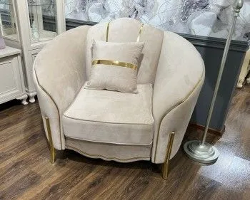 Кресло Лара бежевый золото