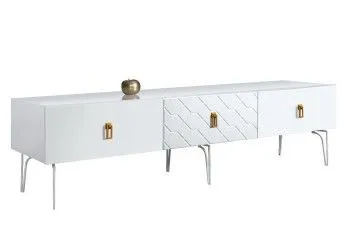 Тумба под телевизор 2.1м Bogemia Farfalle (Белый) (Lakobel/Золото) БМТ-2(Fa)[10]