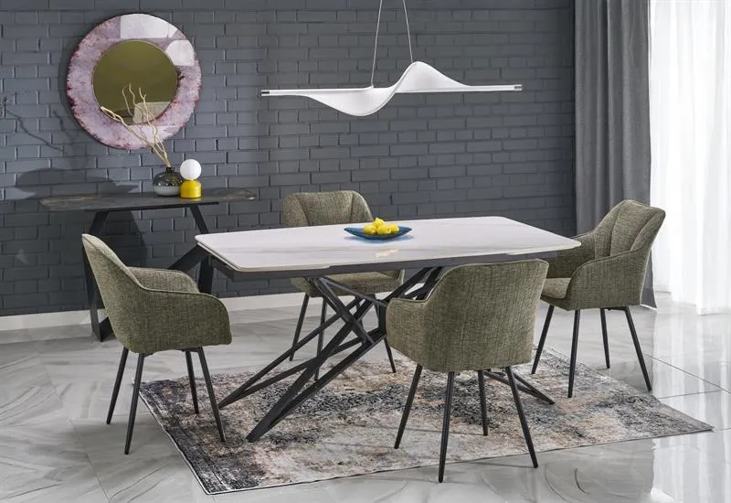 Стол обеденный Halmar ALFREDO 160 (белый мрамор/черный)