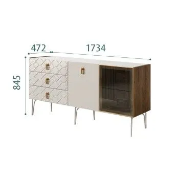 Комод 1.6м Bogemia Woodline Fa (Шелк) (Novabuk/Золото) БМКМ-4[5][10]