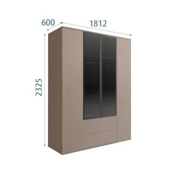 Шкаф 4-х дв. с ящиками Bogemia Air (Мокка/Черный) БМШ2/42(2)