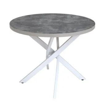 Стол круглый Шип-32 ноги белые (пластикТерра графит 1426/ЛДСП 32 мм/кромка серый)