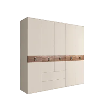 Шкаф 5-ти дверный с ящиками, Bogemia Wood Fa (Слоновая кость/Хром) БМШ2/51(Wo)