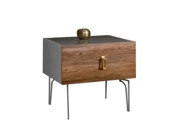 Тумба прикроватная Bogemia Wood Fa (Серый) (Lakobel/Золото) БМТП-1(Wo)