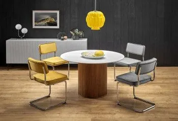 Стол обеденный Halmar BRUNO (белый мрамор/ореховый)