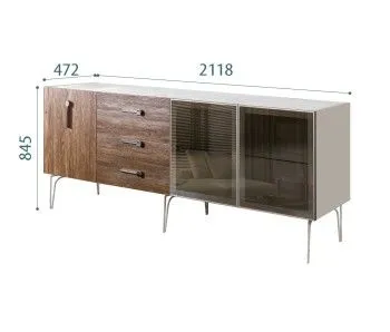 Комод 2.1м Bogemia Wood Wo (Шелк) (Novabuk/Хром) БМКМ-5(Wo)[5][10]