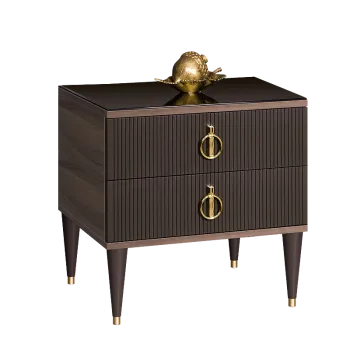 Тумба прикроватная 2 ящика Римини СОЛО (Орех империя/Золото) РМТП-2(s)