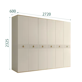 Шкаф 6-ти дверный Римини СОЛО (Ваниль/Золото) РМШ2/6(s)