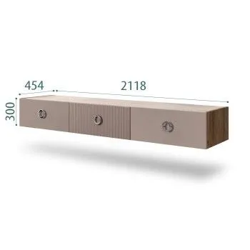 Тумба телевизионная 2.1м Bogemia Woodline Fly Fi (Мокка) (Novabuk/Хром) БМТ-2[10]