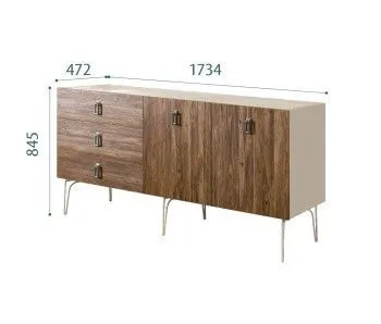 Комод 1.6м Bogemia Wood Fa (Ваниль) (Novabuk/Хром) БМКМ-4(Wo)