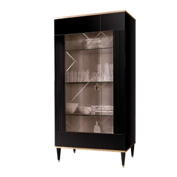 Витрина 2-ств. Римини СОЛО (Черный/Золото) (Левая) РМВ2-2С(s)