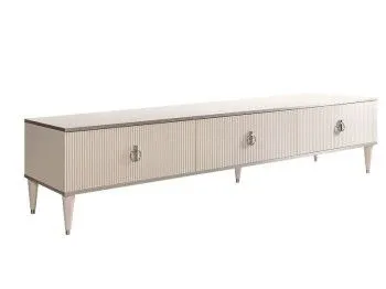 Тумба под телевизор 3 ящика Римини СОЛО (Слоновая кость/Серебро) РМТ-4(s)[10]