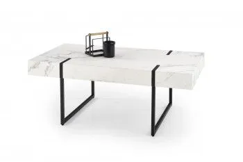 Стол журнальный Halmar BLANCA (белый мрамор/черный)