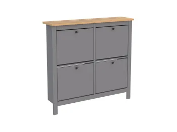 Обувница Сага с 4 откидными ящиками 113х108 серая-ясень