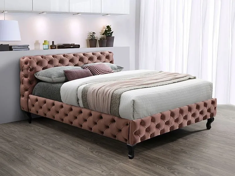 Кровать Signal HERRERA VELVET BLUVEL 52 (античный розовый/венге) 160/200