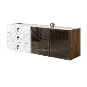 Комод 1.6м Bogemia Woodline Fly Fa (Белый) (Lakobel/Черный) БМКМ-4[5]