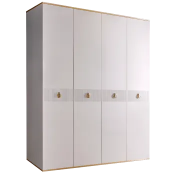 Шкаф 4-х дверный Римини СОЛО (Белый/Золото) РМШ2/4(s)
