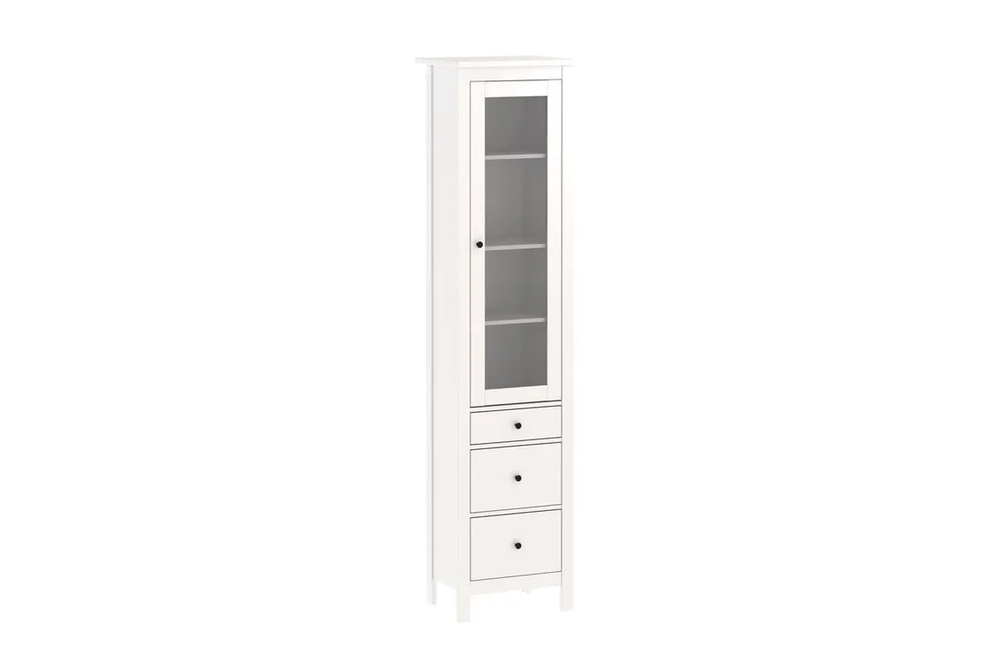 Шкаф с витриной Сага, 50х41х215 см, белый
