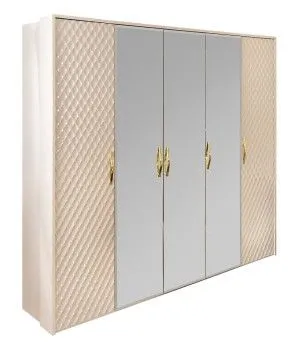Шкаф Лара 5-дверный бежевый глянец
