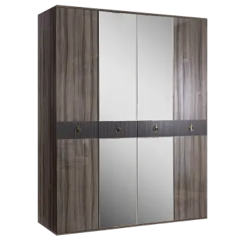 Шкаф 4-х дверный с зеркалом Римини СОЛО (Орех империя/Золото) РМШ1/4(s)