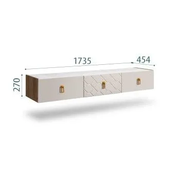 Тумба телевизионная 1.6м Bogemia Woodline Fly Fa (Шелк) (Novabuk/Золото) БМТ-1[10]