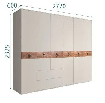 Шкаф 6-ти дверный с ящиками, Bogemia Wood Fa (Шелк/Хром) БМШ2/61(Wo)