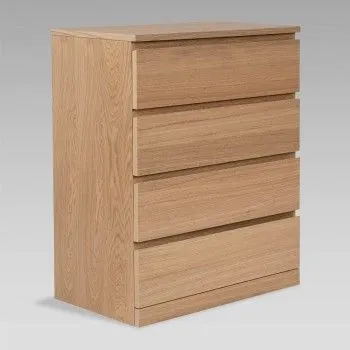 Комод Варма Прайм, 4 ящика, 80х100х48 см, шпон натурального дерева, дуб беленый