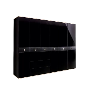 Шкаф 6-ти дверный с ящиками Римини СОЛО (Черный/Серебро) РМШ2/61(s)
