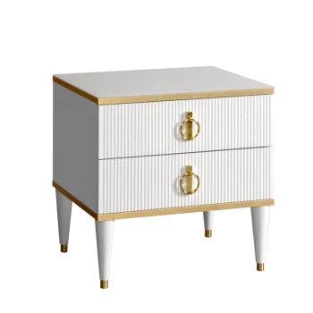 Тумба прикроватная 2 ящика Римини СОЛО (Белый/Золото) РМТП-2(s)