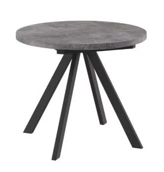 Стол круглый раздвижной TRIO-90 (ДЫМЧАТАЯ КЕРАМИКА/ЧЕРНЫЙ) 90/125