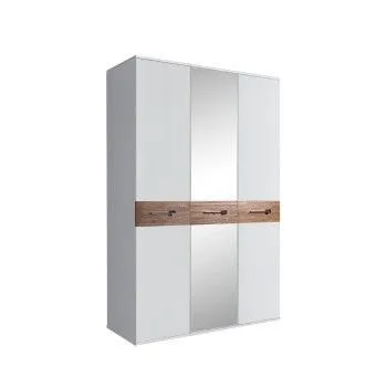 Шкаф 3-х дверный с зеркалом Bogemia Wood Wo (Белый/Хром) БМШ1/3(Wo)