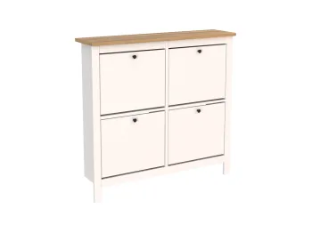 Обувница Сага с 4 откидными ящиками 113х108 белая-ясень