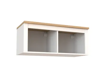 Полка навесная Сага, 2 секции, белая/ясень