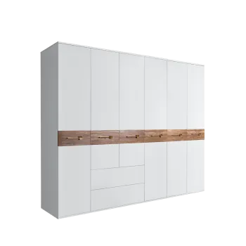 Шкаф 6-ти дверный с ящиками, Bogemia Wood Wo (Белый/Золото) БМШ2/61(Wo)