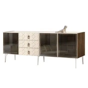 Комод 2.1м Bogemia Woodline Fa (Слоновая кость) (Lakobel/Хром) БМКМ-5[5]