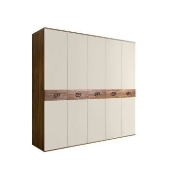 Шкаф 5-ти дв. Bogemia Woodline Wood Fi (Слоновая кость/Хром) БМШ2/5(Wo)