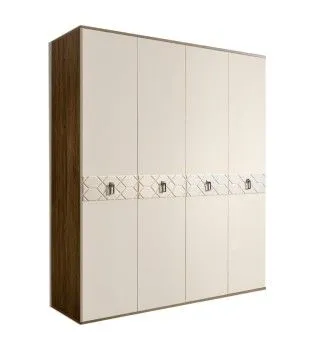 Шкаф 4-х дверный Bogemia Woodline Fa (Слоновая кость/Хром) БМШ2/4