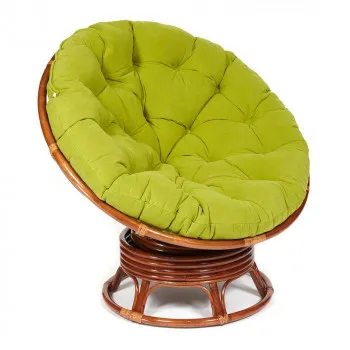 Кресло-качалка Papasan с подушкой Орех, флок олива
