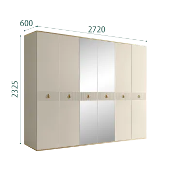 Шкаф 6-ти дверный с зеркалом Римини СОЛО (Ваниль/Золото) РМШ1/6(s)