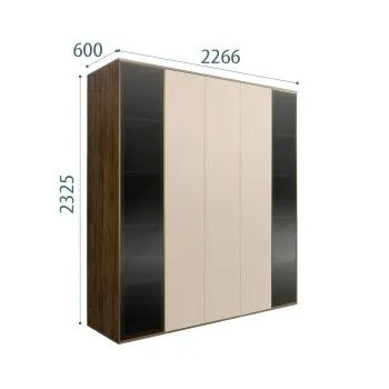 Шкаф 5-ти дв. Bogemia Woodline Air (Ваниль/Золото) БМШ2/5(2)