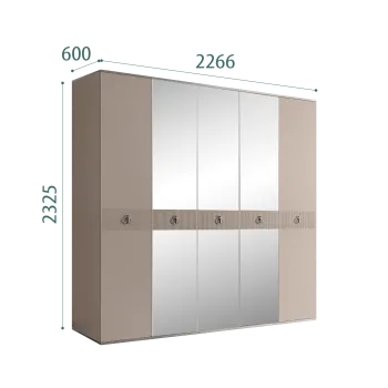 Шкаф 5-ти дверный с зеркалом Римини СОЛО (Мокка/Серебро) РМШ1/5(s)