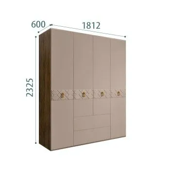 Шкаф 4-х дверный с ящиками Bogemia Woodline Fa (Мокка/Золото) БМШ2/41