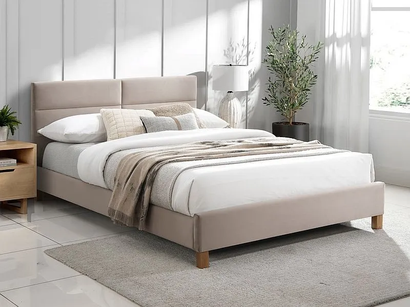 Кровать Signal SIERRA Velvet Bluvel 28 (бежевый/дуб) 140/200