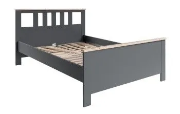 Кровать двуспальная Сага, 140х200 см, серая/ясень