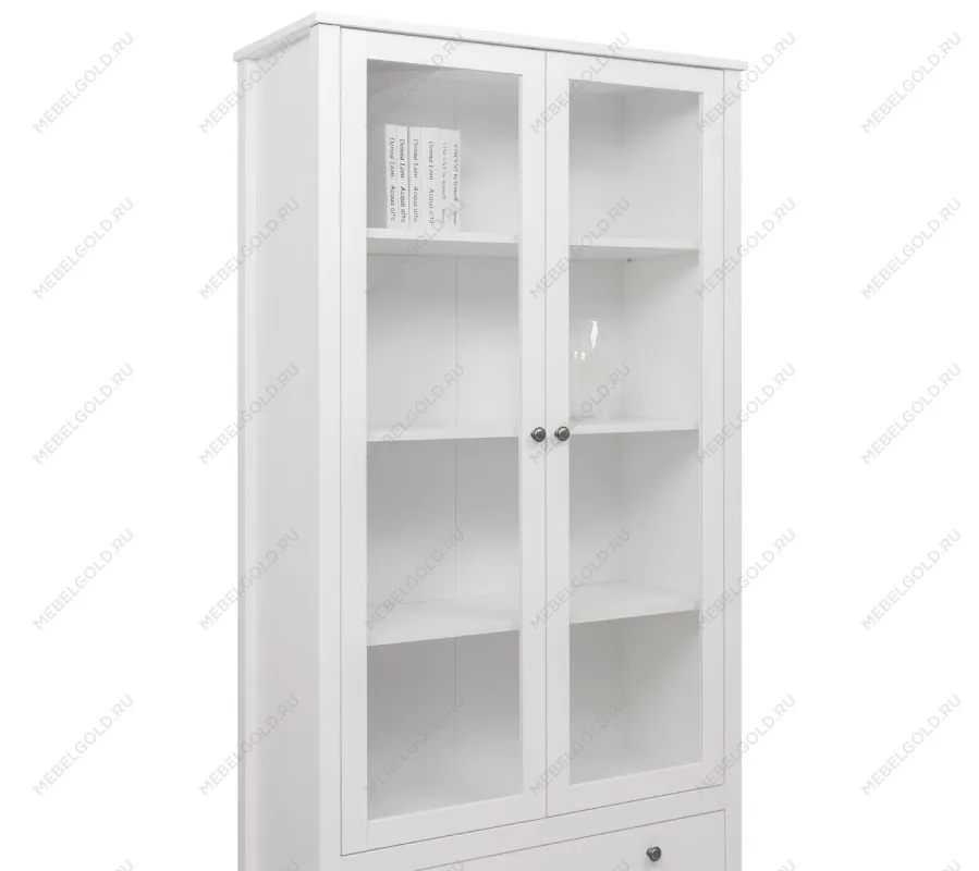 Шкаф-витрина Ева (Хельга) REG2W2S с подсветкой белый | изображение 4