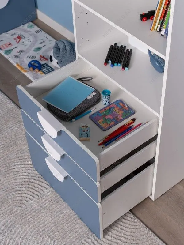 Стеллаж Пикси, с тремя выдвижными ящиками 60x57x120, озорной василек | изображение 2