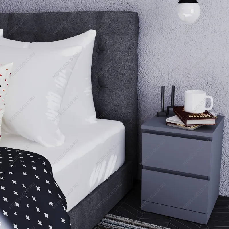 Тумба прикроватная Варма, 2 ящика, 40х55х40 см, эмаль серая | изображение 21