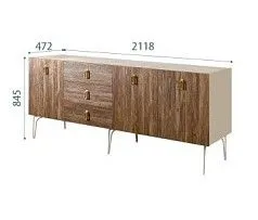 Комод 2.1м Bogemia Wood Fa (Ваниль) (Novabuk/Золото) БМКМ-5(Wo)