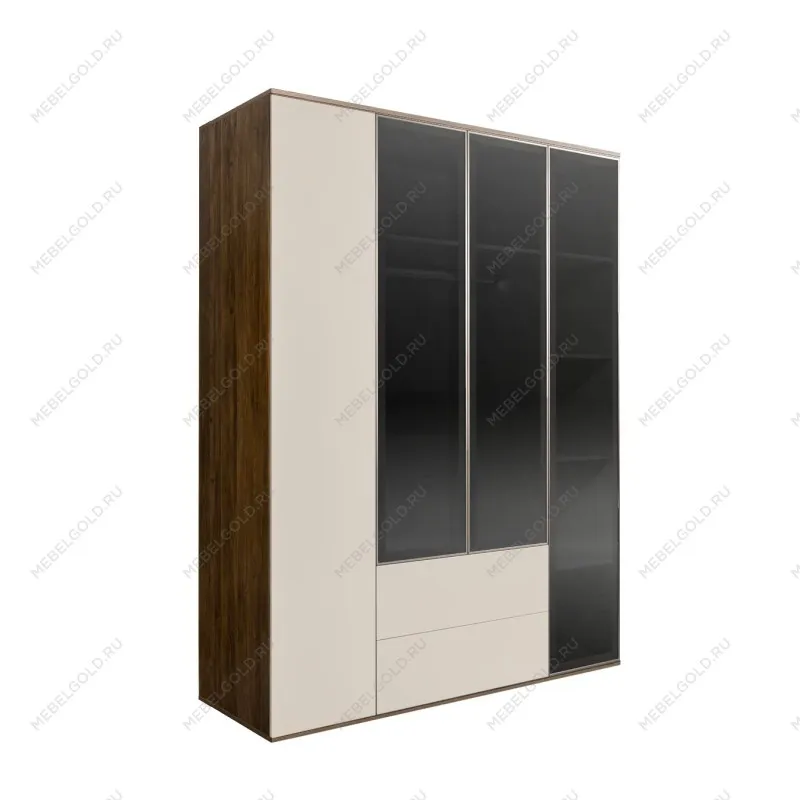 Шкаф 4-х дв. с ящиками Bogemia Woodline Air (Слоновая кость/Серебро) БМШ2/42(3)