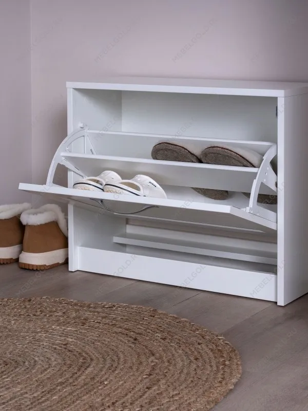 Обувница Сириус с 1 откидным ящиком, 60 х 25 х 49 см, ЛДСП, белая | изображение 2